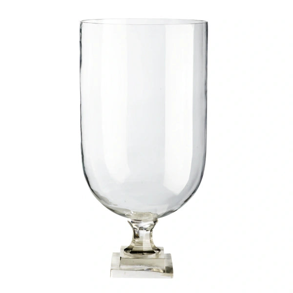 Glass vase w/square foot, D19 xH30 cm, clear