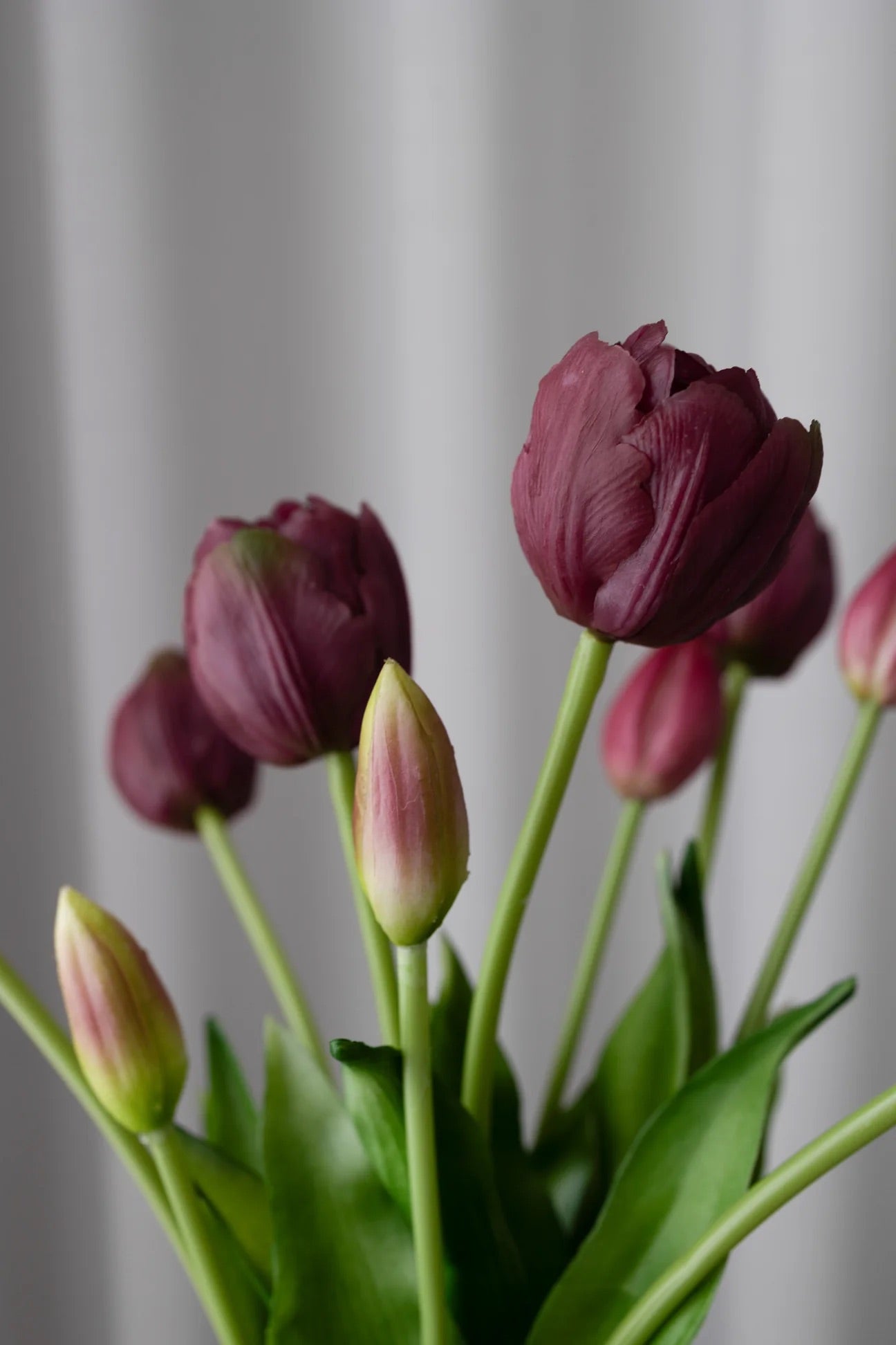 Artificial Layered Tulips Bordeaux