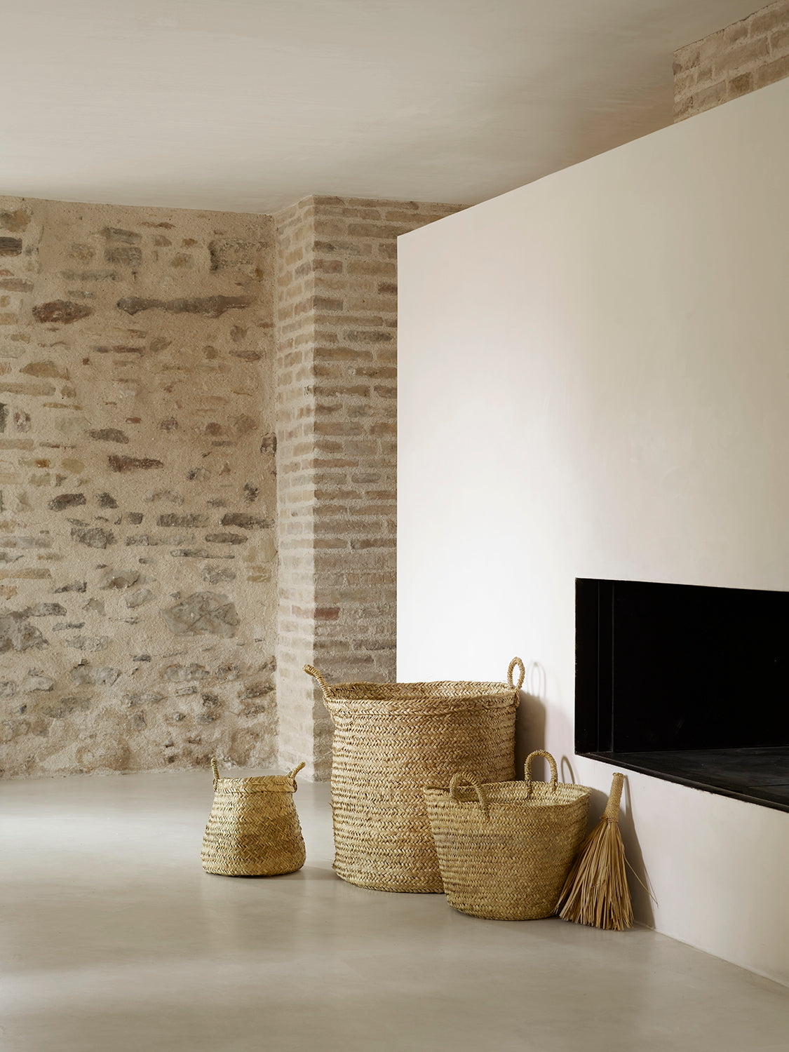 Basket w/Handles Palm Leaves 60x60