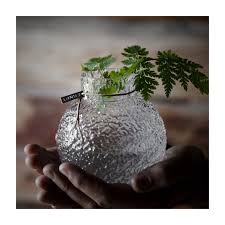 Rund glasvas d9 h10cm mönstrad struktur