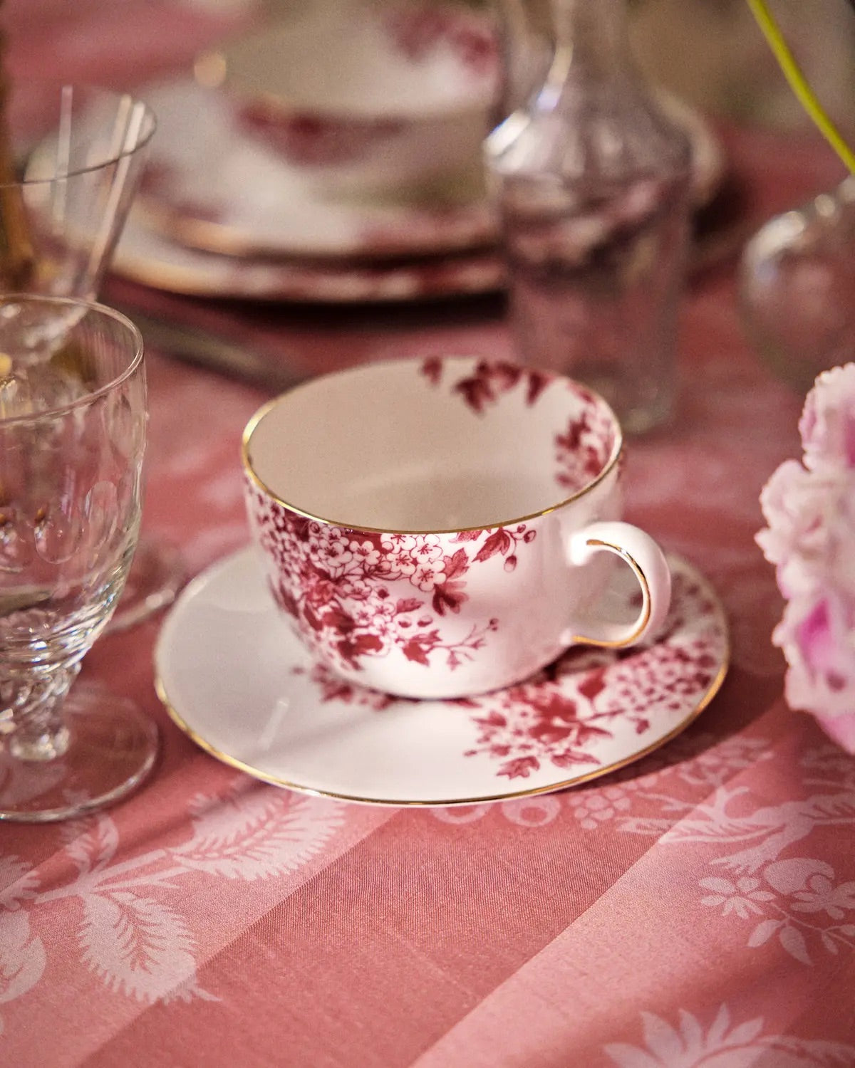 Tea Cup & Sauser Burgundy