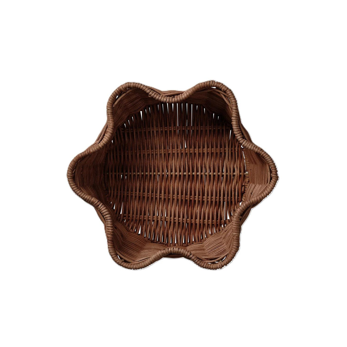Scallop Rattan Round basket D23 dark brown