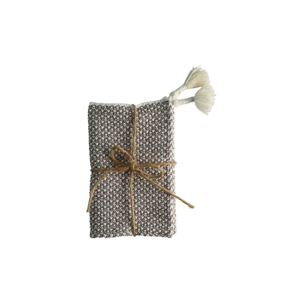 2 PK DISH CLOTH KNIT  MOCCA
