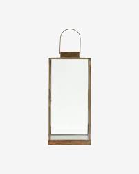 ANTIQUE LANTERN W/FLAT TOP L GOLDEN FINISH