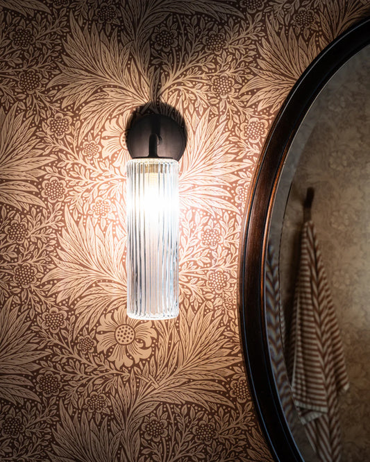 Claremont Small Wall Light Fluted Glass Bronze