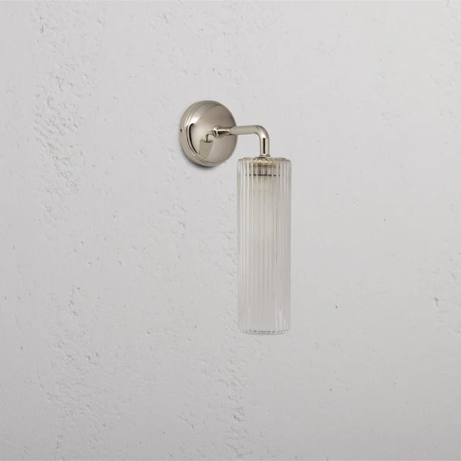 Claremont Small Wall light Fluted glass Nickel