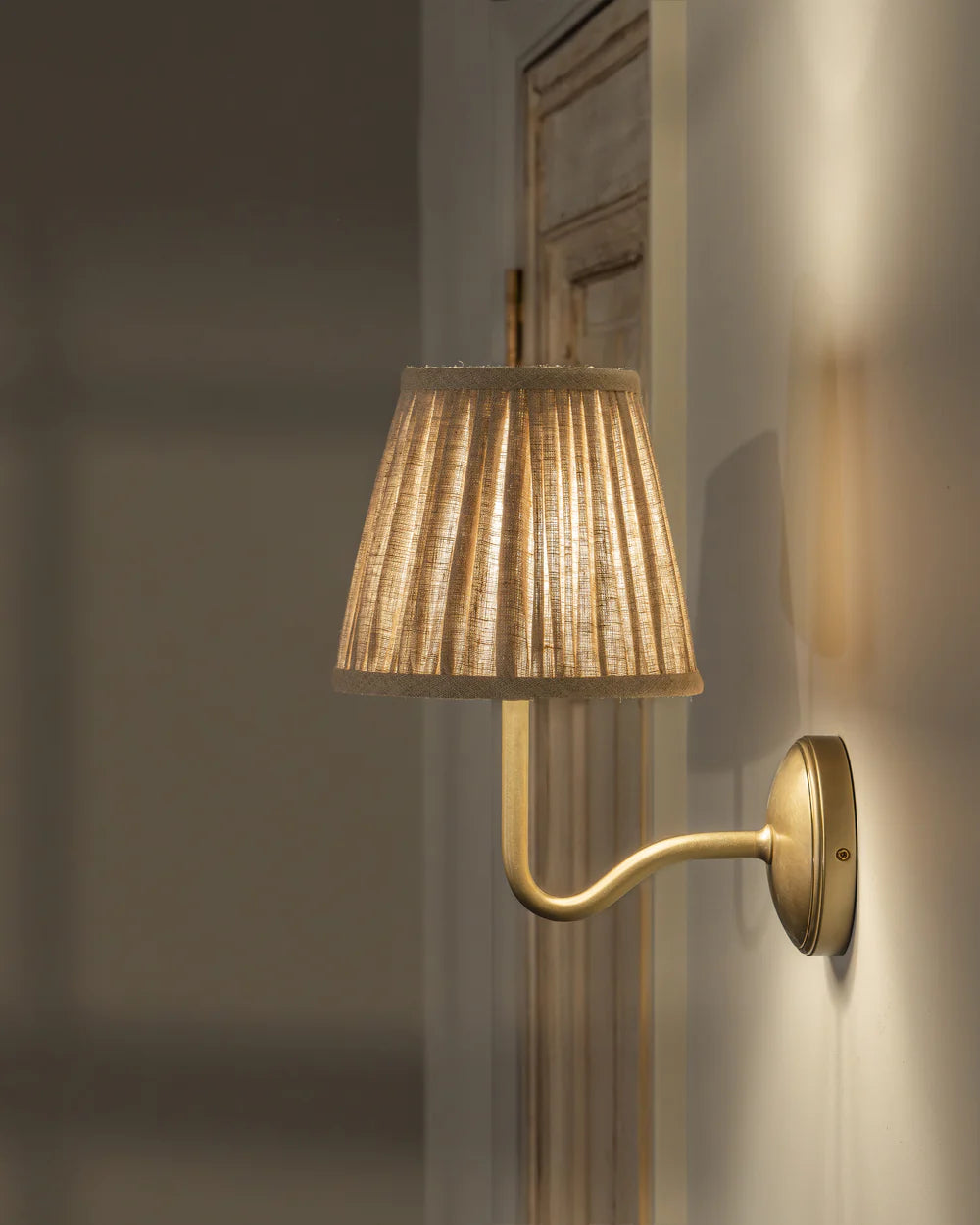 Malvern Medium Wall Light Beige Antique Brass