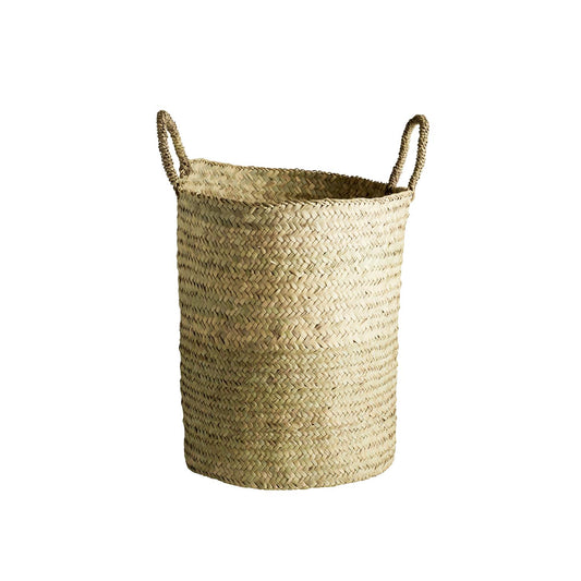 Basket w/handles, palm leaves, D40xH50 cm, nature