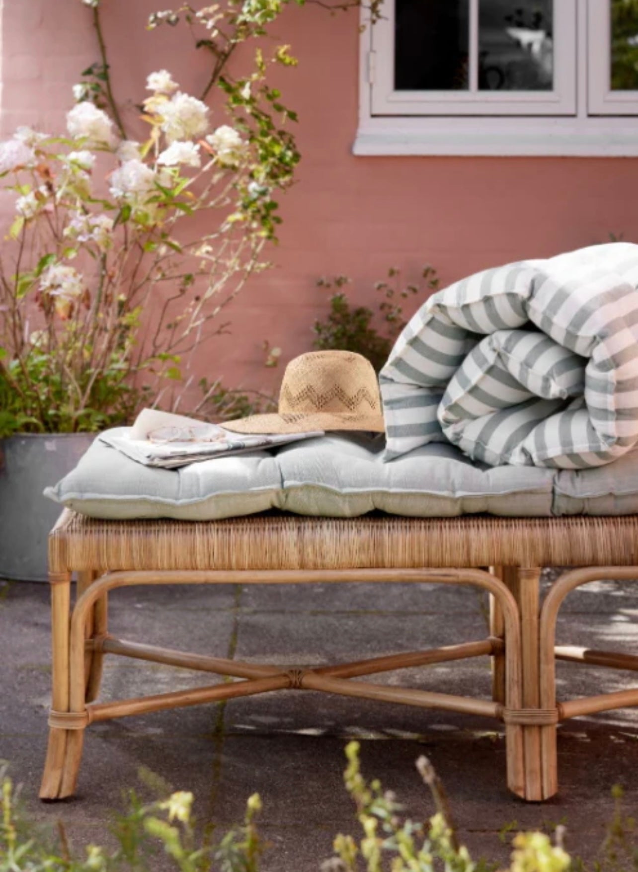 RATTAN BENCH NATURAL 50X150