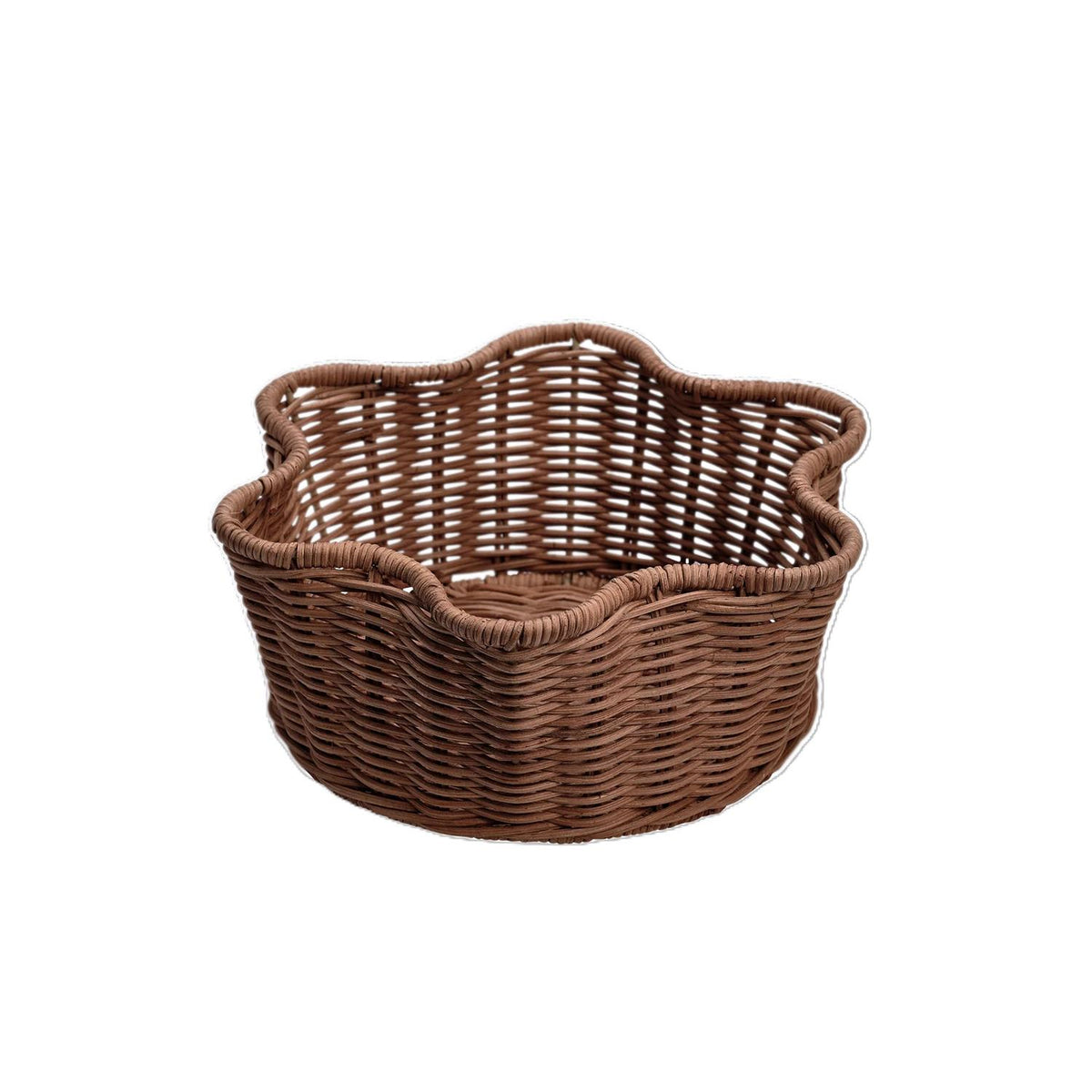 Scallop Rattan Round basket D23 dark brown