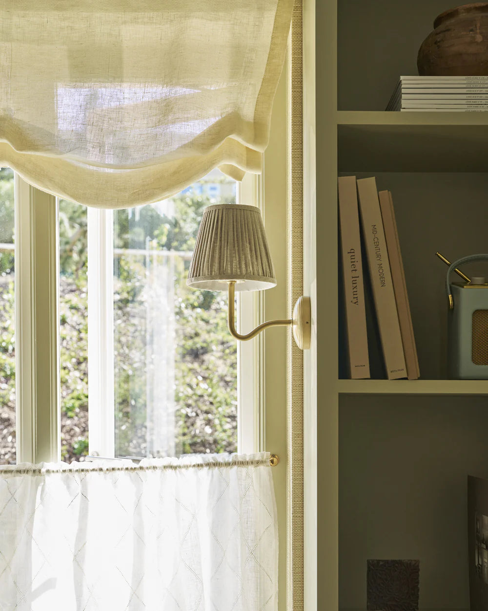 Malvern Medium Wall Light Beige Antique Brass