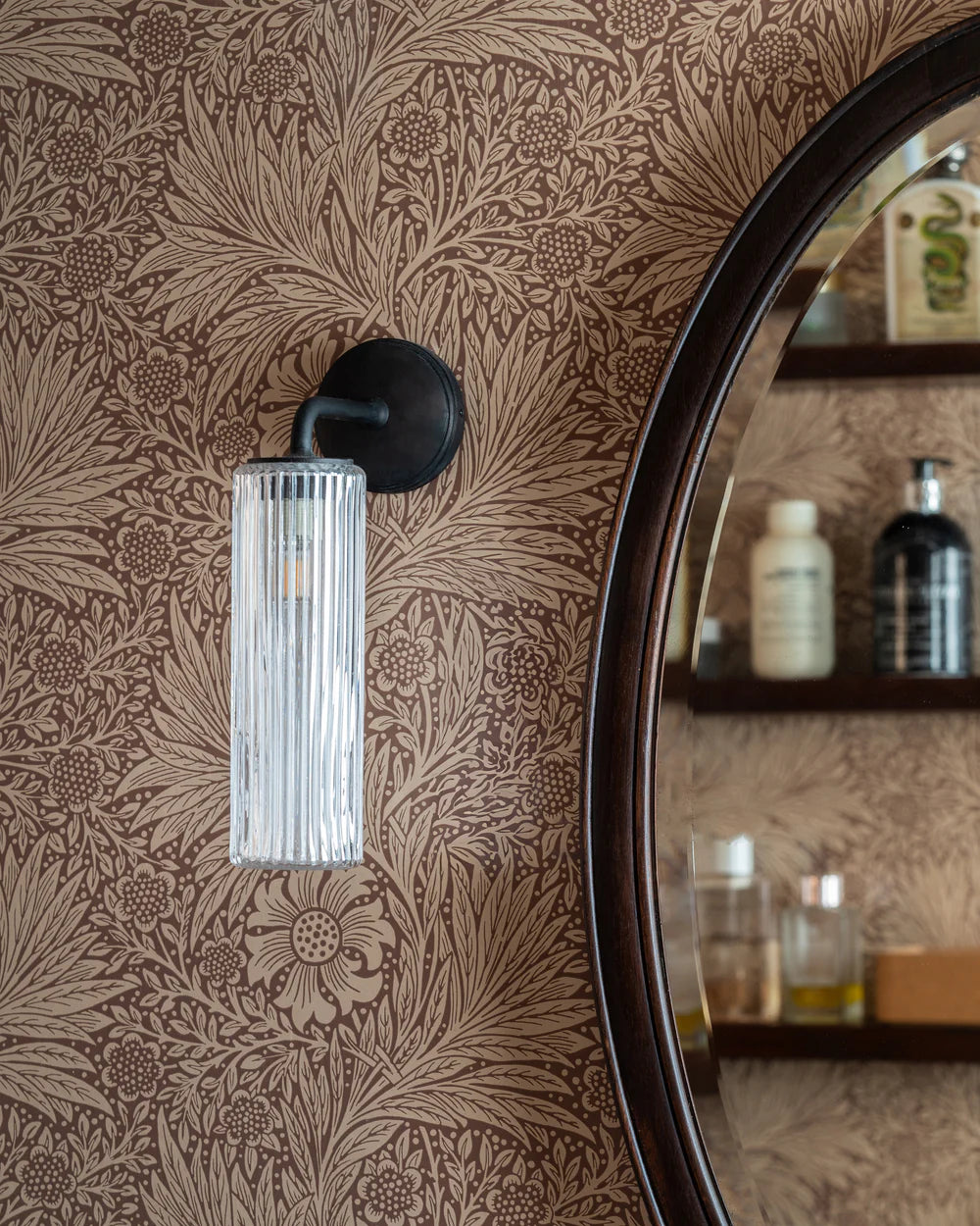 Claremont Small Wall Light Fluted Glass Bronze