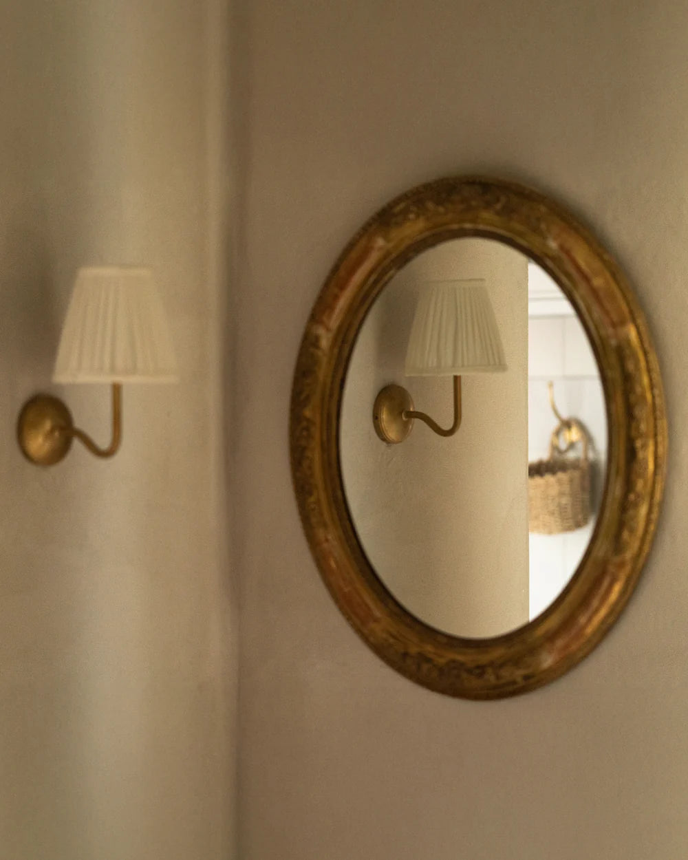 Malvern Small Wall Light White Antique Brass