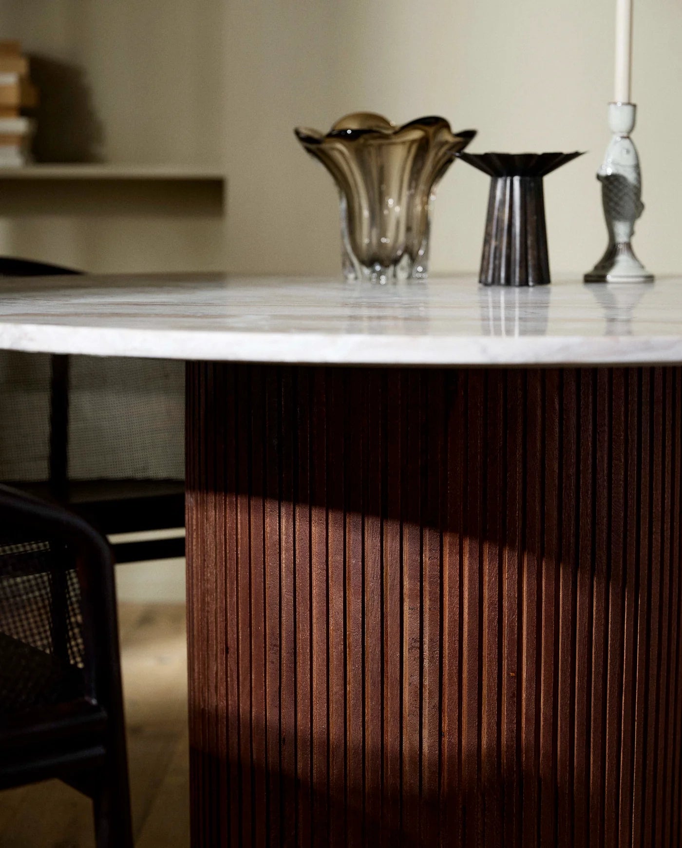 Erie round dining table wood finish