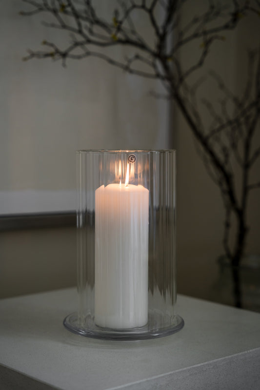 Ljuslykta för blockljus d15 h23cm glas
