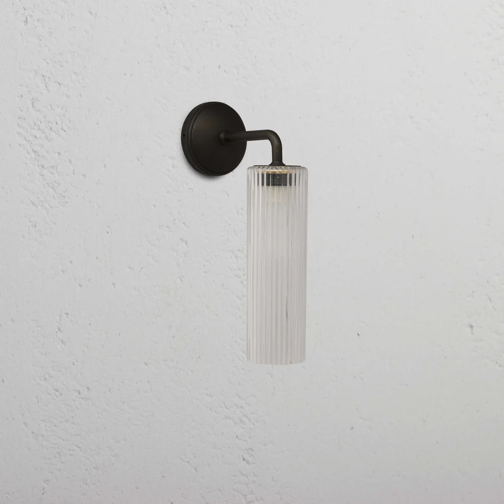 Claremont Small Wall Light Fluted Glass Bronze