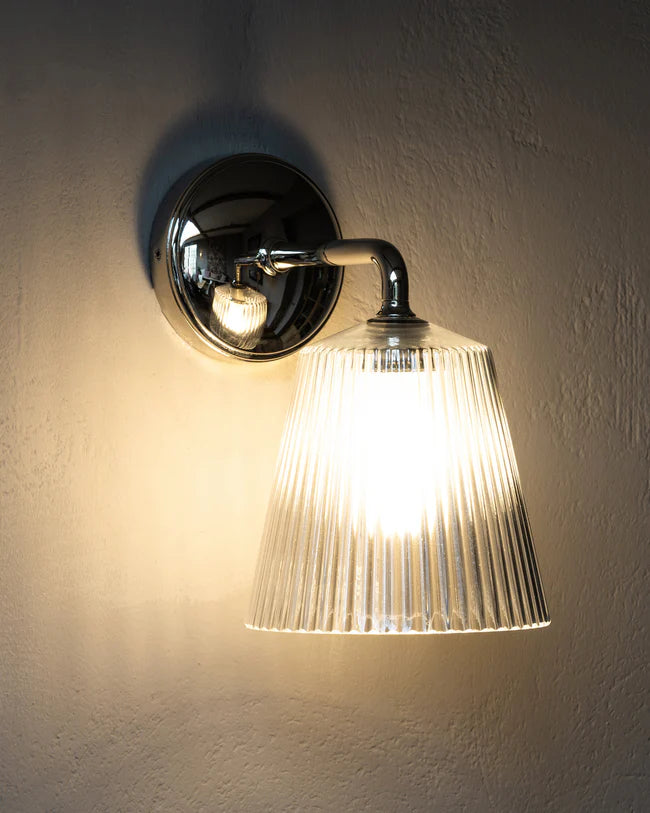 Richmond Medium Wall Light Fluted Glass Nickel