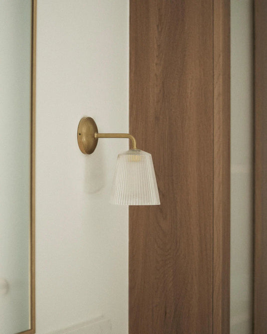 Richmond Medium Wall Light fluted glass antique brass