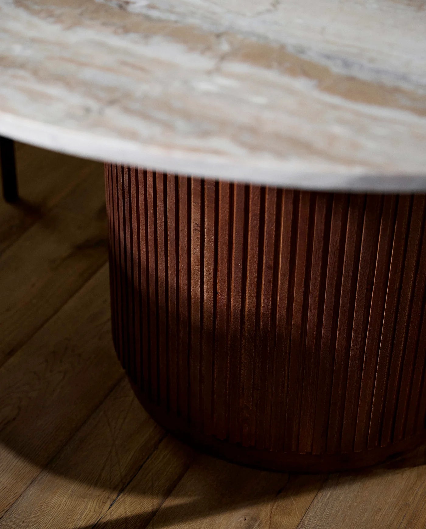 Erie round dining table wood finish