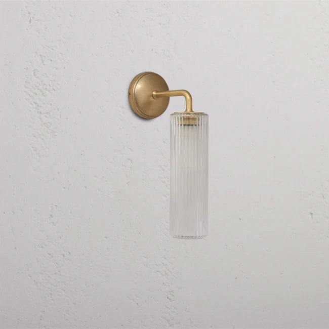 Claremont Small Wall light fluted glass antique brass