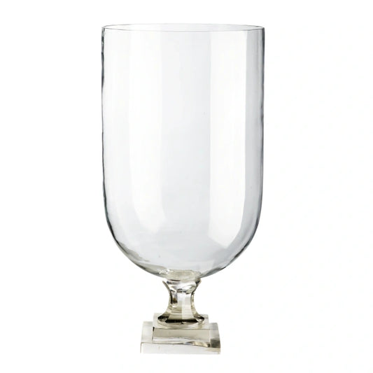 Glass vase w/square foot, D19 xH30 cm, clear