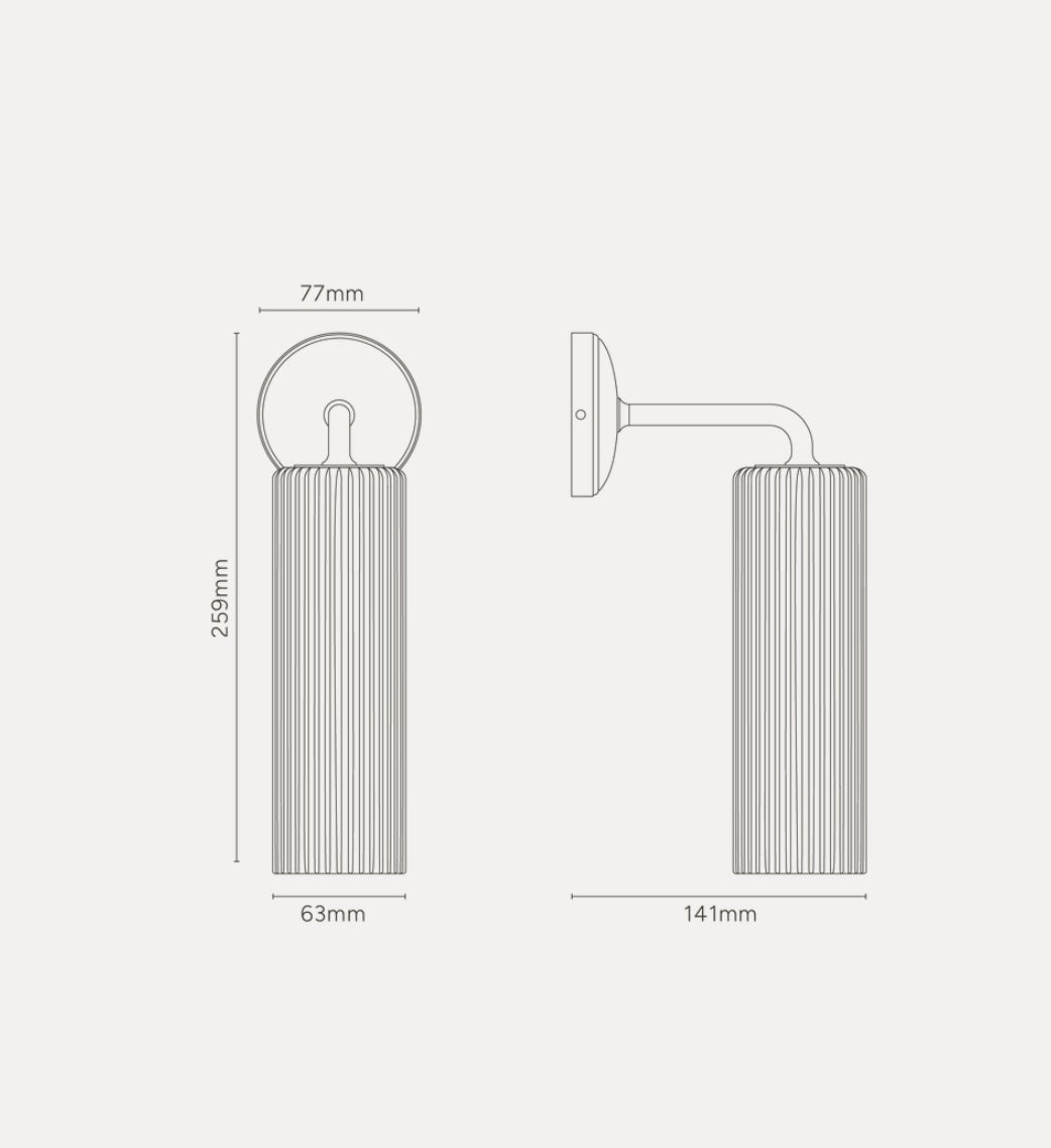 Claremont Small Wall light Fluted glass Nickel
