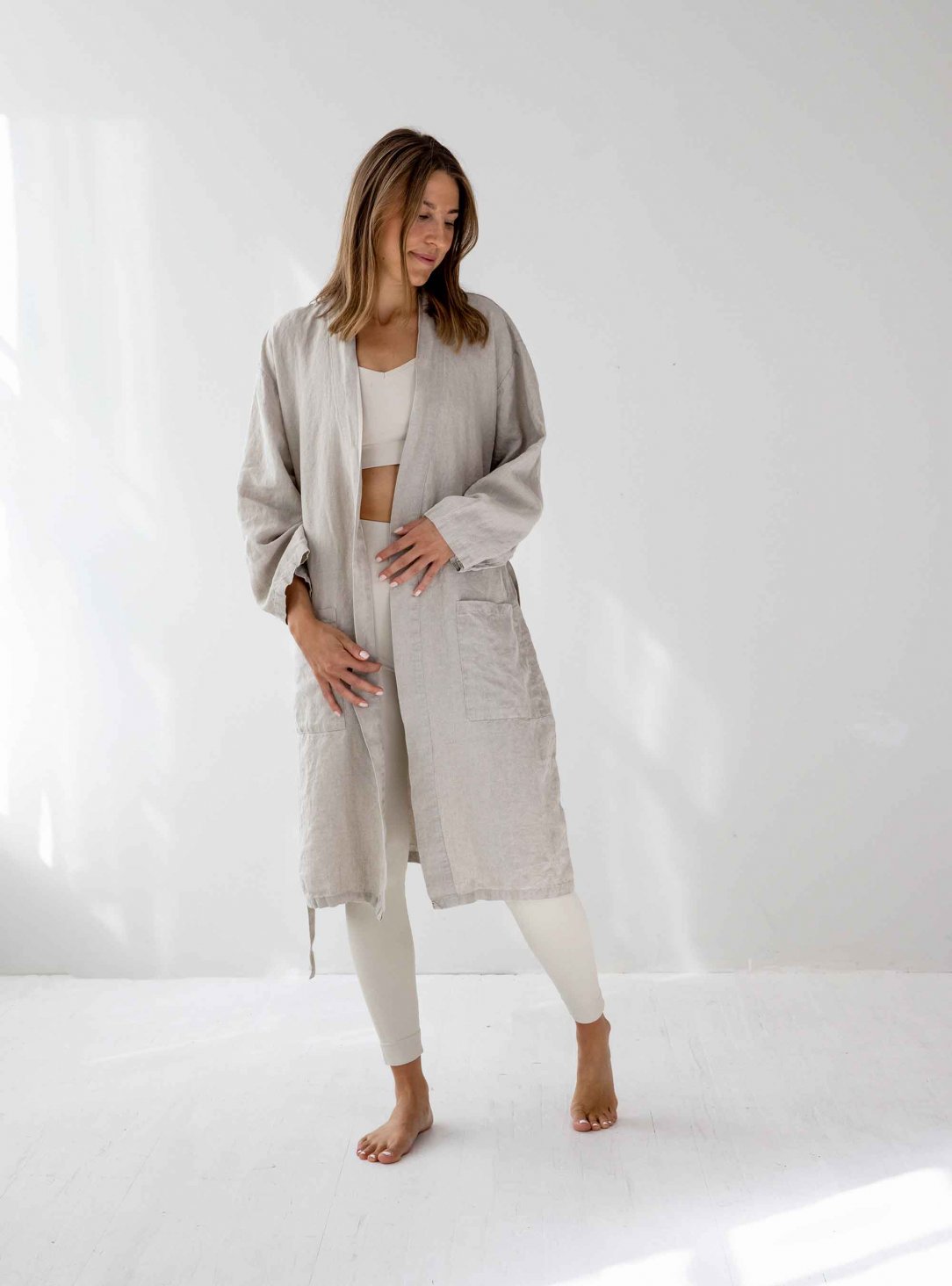 LAVAL LINEN ROBE ONE SIZE natural