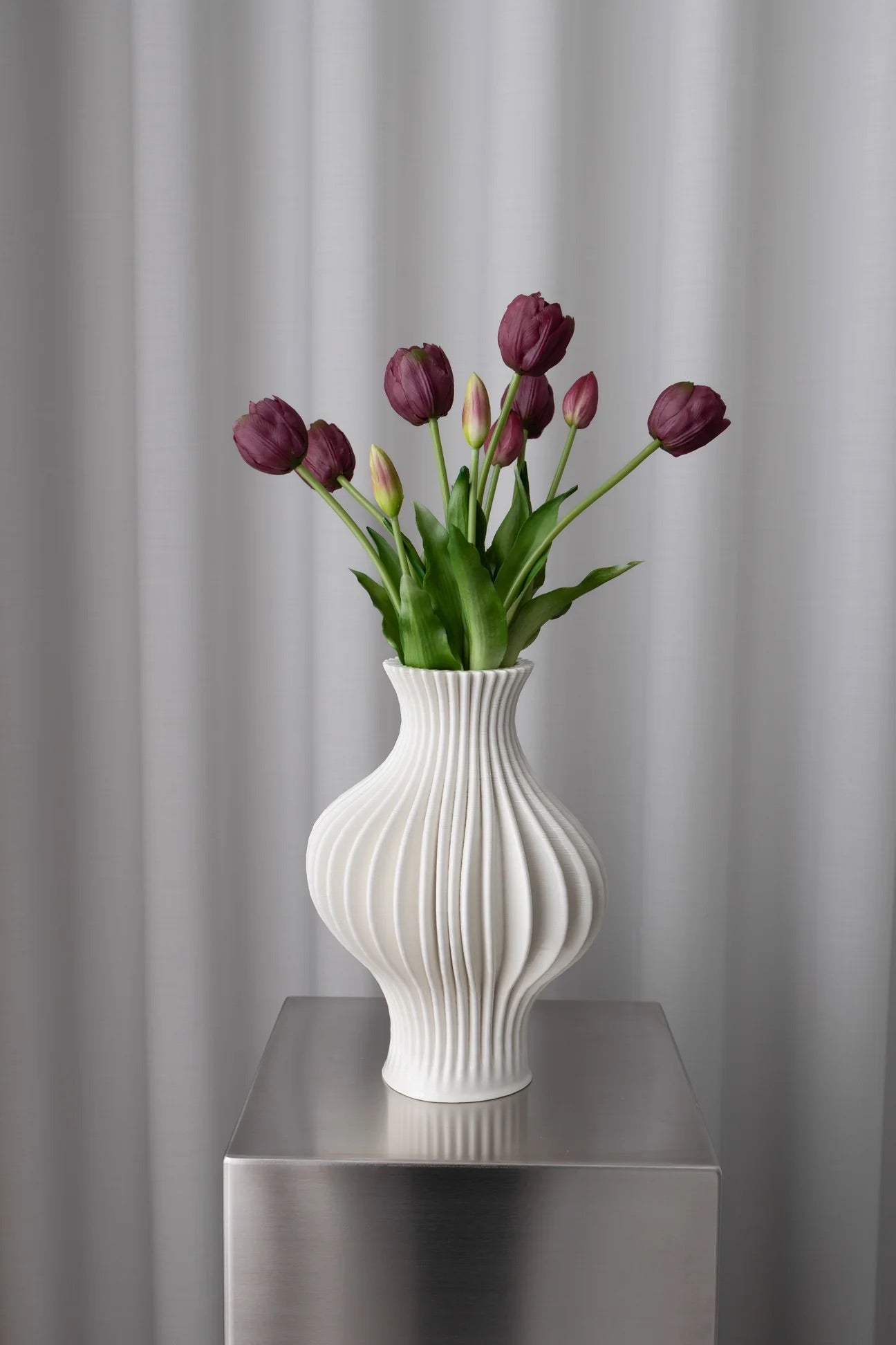 Artificial Layered Tulips Bordeaux