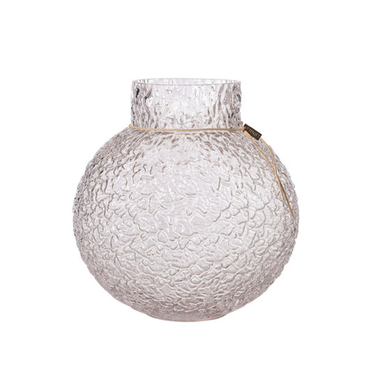 Rund glasvas d9 h10cm mönstrad struktur