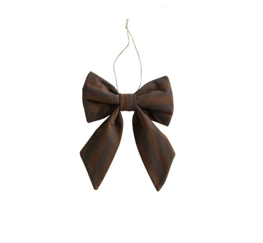 Christmas bow, 17x10 cm, recycled cotton, brown