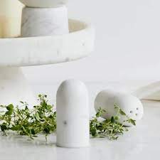 SUMAK SALT/PEPPER SHAKERS WHITE MABLE