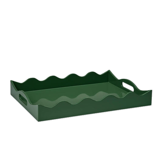 Scallop Lacquer Tray green 30x40