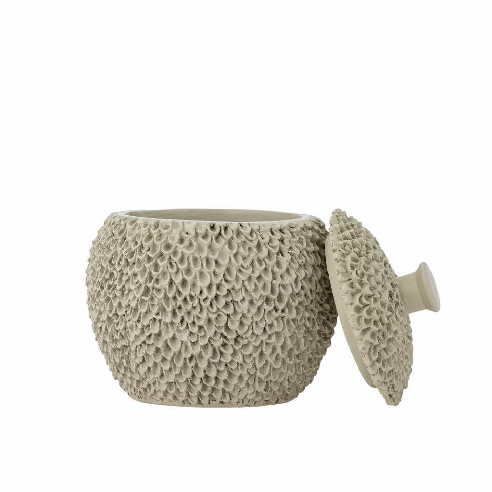 Briar Krukke m/låg, Grå, Polyresin Ø12,5xH13 cm