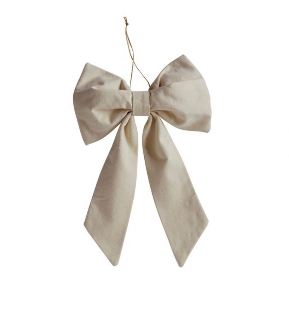 Christmas bow, 28x18 cm, cotton canvas, cream