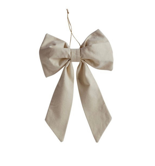 Christmas bow, 28x18 cm, cotton canvas, cream