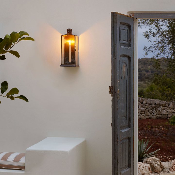 LANTERN WALL OXIDIZED BRASS 18X17H43 TIN