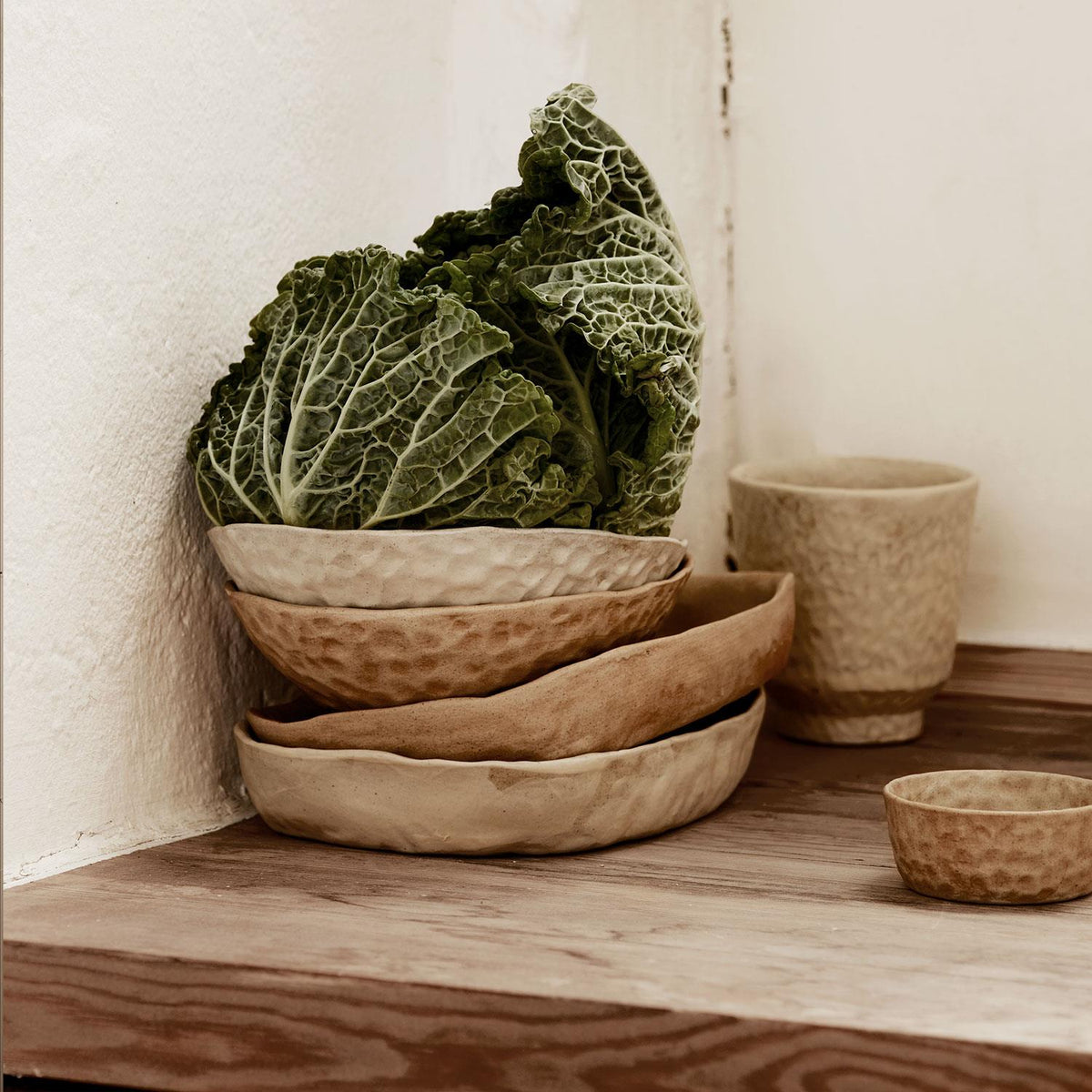 Square tray clay mat glazed Sand 16x23x3