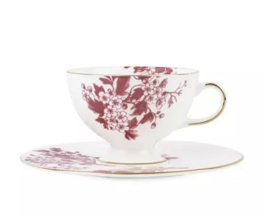 Coffee Cup & Sauser Burgundy