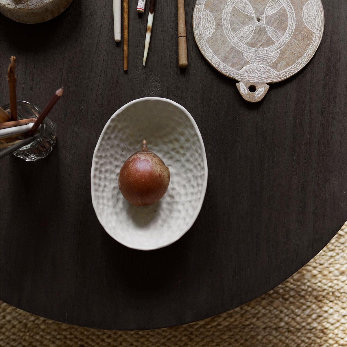 Oval tray clay Sand mat glazed 15x20x5